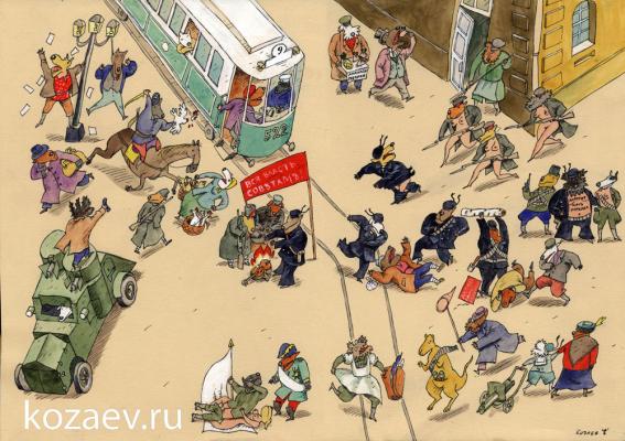  В Октябре карикатура темур тимур козаев cartoon caricature temur kozaev 