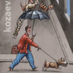 Прогулка с собакой Прогулка с собакой Темур козаев карикатура temur kozaev cartoon caricature